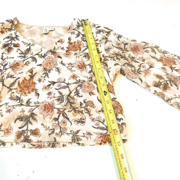 Joie Cream Floral Print Splice Front Blouse Top Size S - Picture 8 of 11